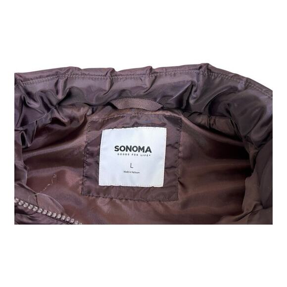 Sonoma Puffer Vest Men Size Large BROWN INSULATED QUILTED FULL ZIP LIGHTWEIGHT - Picture 11 of 11